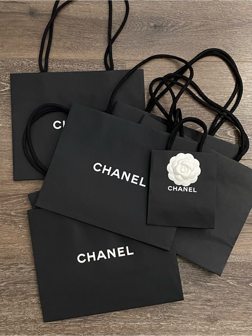 CHANEL Black Paper Shopping Bags